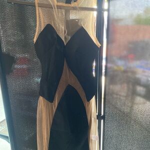 Fashion Nova Black and Tan Bodycon Dress Sweetheart Neckline